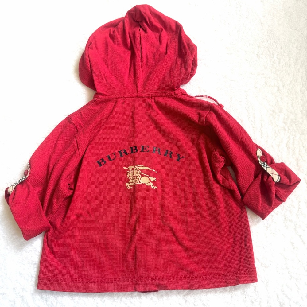 Burberry 12-18m Unisex Boy Girl Zip Up Hoodie Mesh Red Horse Nova Check Baby